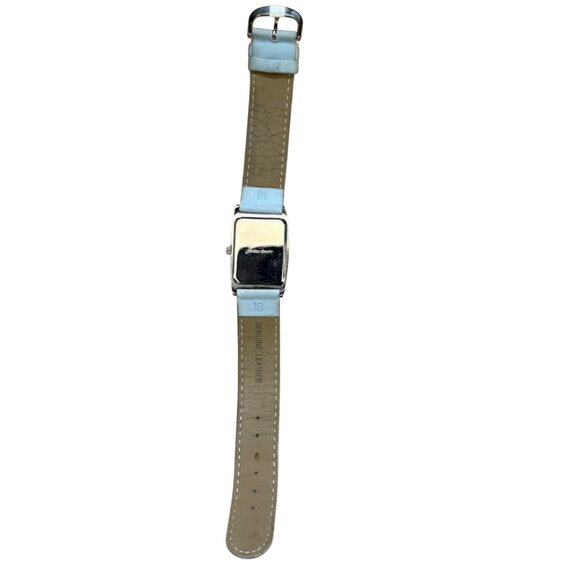 Pedre Watch Silver Tone Colorful Stripe Dial Blue Leather Band Japan MOVT main image 5